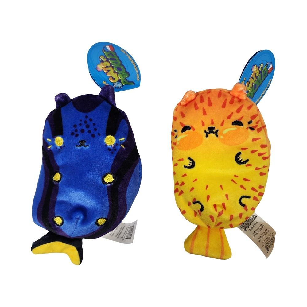 Cats vs‎ Pickles Plush Toy Blue Puffer Flipper Fish Cat Character Set Lot